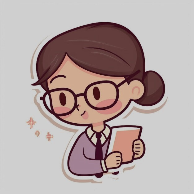 cute girl with glasses with white background
